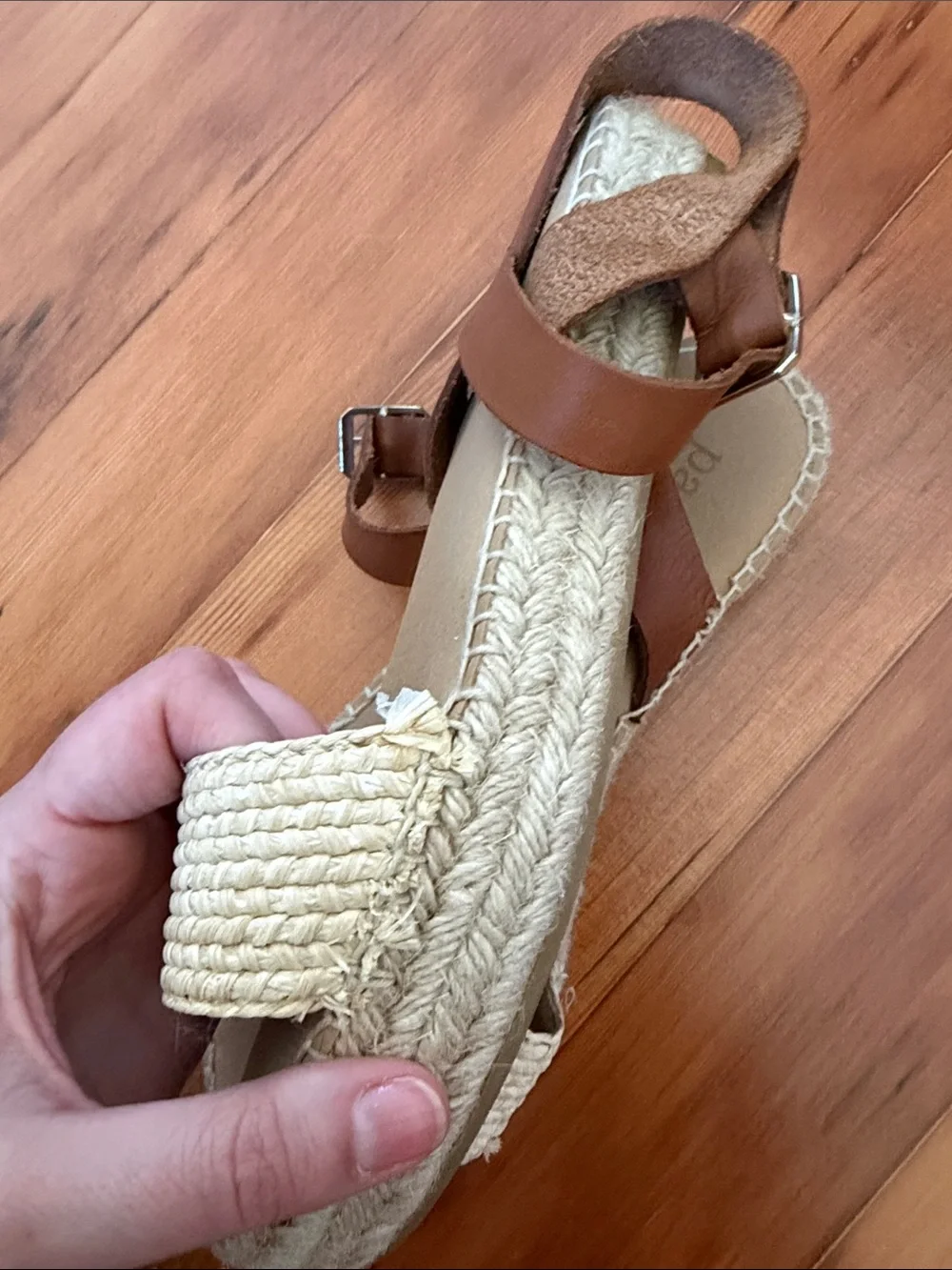 Paseart Taupe leather espadrilles with braided rope flatform Size 40
